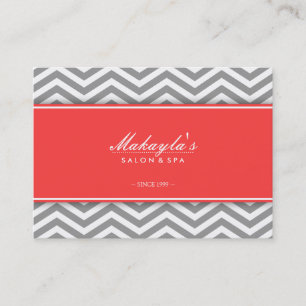 Elegant Chevron Modern Gray & White met koraal Visitekaartje