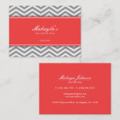 Elegant Chevron Modern Gray & White met koraal Visitekaartje (Voorkant / Achterkant)