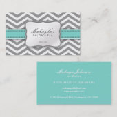 Elegant Chevron Modern Gray, wit en blauw Visitekaartje (Voorkant / Achterkant)