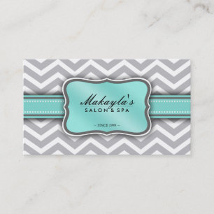 Elegant Chevron Modern Gray, wit en blauw Visitekaartje