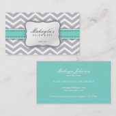 Elegant Chevron Modern Gray, wit en blauw Visitekaartje (Voorkant / Achterkant)