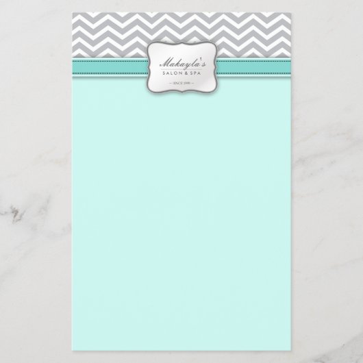 Elegant Chevron Modern Grey, white and Blue Flyer (Voorkant)