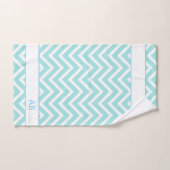 Elegant Chevron-patroon & monogram op turquoise Bad Handdoek (Handdoek)