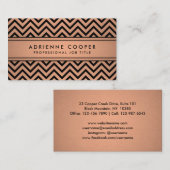 Elegant Chevron Patter Copper Faux Folie en Black Visitekaartje (Voorkant / Achterkant)