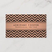 Elegant Chevron Patter Copper Faux Folie en Black Visitekaartje (Voorkant)