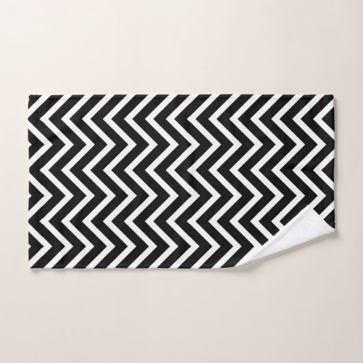 Elegant Chevron Pattern on Black and White Bad Handdoek (Handdoek)