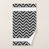 Elegant Chevron Pattern on Black White Monogrammed Bad Handdoek (Handdoek)