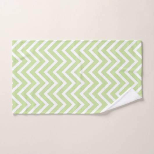 Elegant Chevron Pattern on Sage Green and White Bad Handdoek (Handdoek)