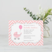 Elegant, Chevron, roze rok, meisje Baby shower Kaart (Staand voorkant)