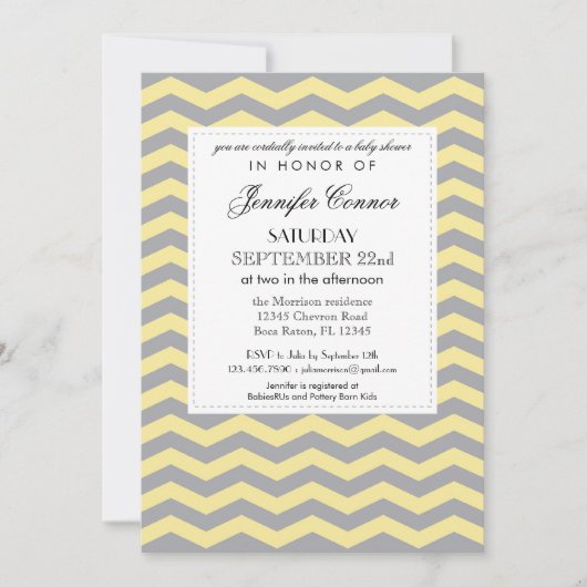 Elegant Chevron Unisex Baby shower Uitnodiging (Voorkant)