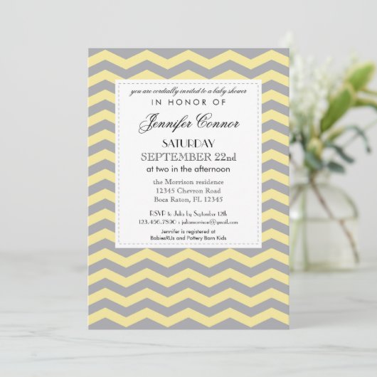 Elegant Chevron Unisex Baby shower Uitnodiging (Staand voorkant)