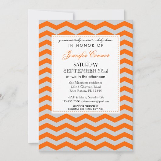 Elegant Chevron Unisex Baby shower Uitnodiging (Voorkant)