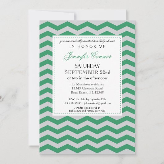 Elegant Chevron Unisex Baby shower Uitnodiging (Voorkant)