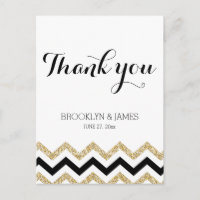 Elegant Chevron Wedding Hartelijk dank Briefkaarte