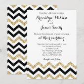 Elegant Chevron Wedding Invitations Gold Kaart (Voorkant / Achterkant)