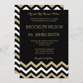 Elegant Chevron Wedding nodigt Black Gold White ui Kaart (Voorkant / Achterkant)