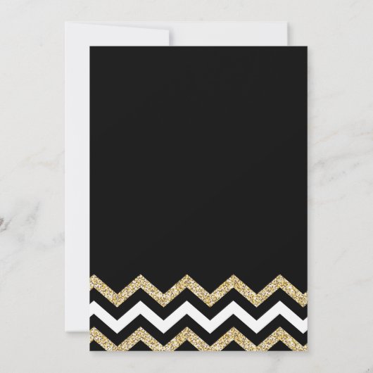 Elegant Chevron Wedding nodigt goud en zwart uit Kaart (Achterkant)