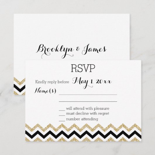 Elegant Chevron Wedding RSVP Kaarten (Voorkant / Achterkant)