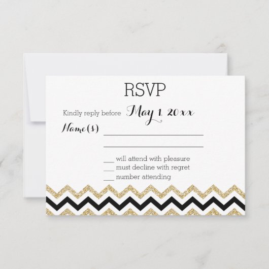 Elegant Chevron Wedding RSVP Kaarten Kaartje (Voorkant)