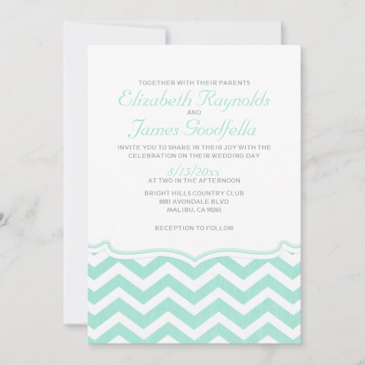 Elegant Chevron Zigzag Wedding Invitations Kaart (Voorkant)