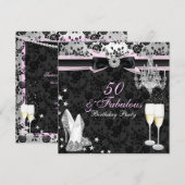 Elegant Chic 50 & Fabulous Birthday Invitation Kaart (Voorkant / Achterkant)