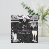 Elegant Chic 50 & Fabulous Birthday Invitation Kaart (Staand voorkant)
