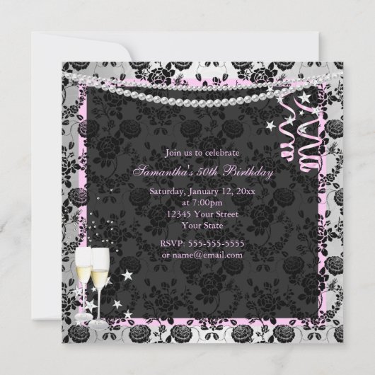 Elegant Chic 50 & Fabulous Birthday Invitation Kaart (Achterkant)