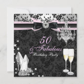 Elegant Chic 50 & Fabulous Birthday Invitation Kaart (Voorkant)