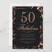 Elegant Chic 50th Birthday Roos Gold Black Party Kaart (Voorkant)