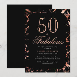 Elegant Chic 50th Birthday Roos Gold Black Party Kaart