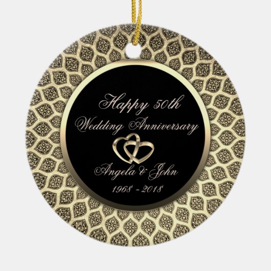 Elegant Chic 50th Wedding Jubileum Keramisch Ornament (Voorkant)