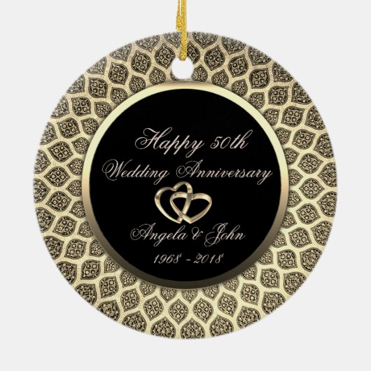 Elegant Chic 50th Wedding Jubileum Keramisch Ornament (Achterkant)