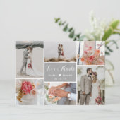 Elegant Chic 6 Foto Collage Gray Wedding Bedankkaart (Staand voorkant)