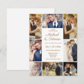 elegant chic 8 foto ' s collage bruine bruiloft kaart (Voorkant / Achterkant)