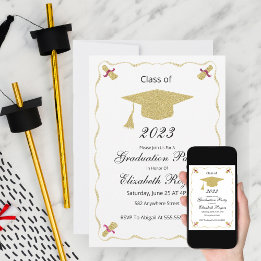Elegant Chic Afstuderen Glitter Pet en Diploma Kaart