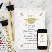 Elegant Chic Afstuderen Glitter Pet en Diploma Kaart