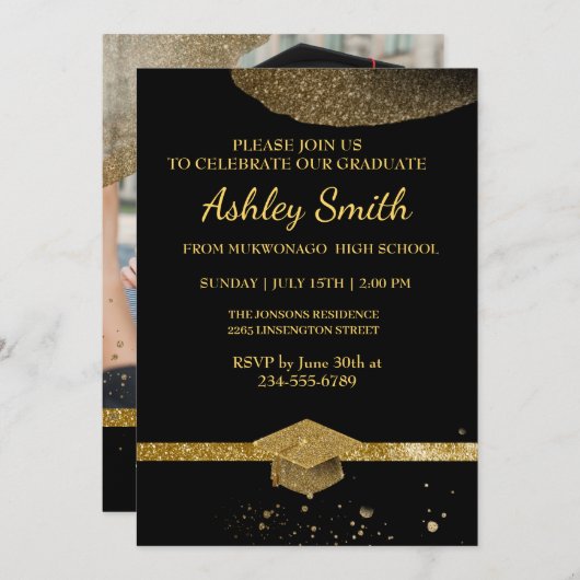 Elegant Chic Afstuderen Kaart (Voorkant / Achterkant)