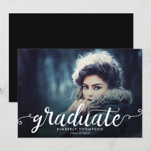 Elegant Chic Afstuderen Modern Hand Lettering Anno Aankondiging (Voorkant / Achterkant)