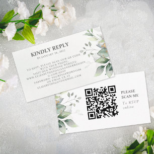Elegant chic airy eucalyptus leaves QR Code RSVP Informatiekaartje
