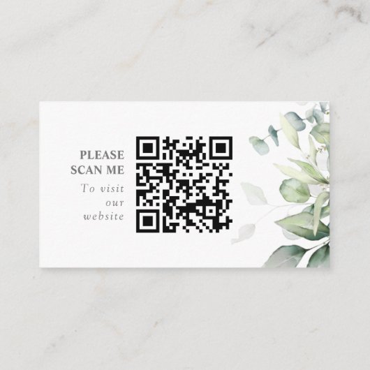 Elegant chic airy eucalyptus QR Code website Informatiekaartje (Achterkant)