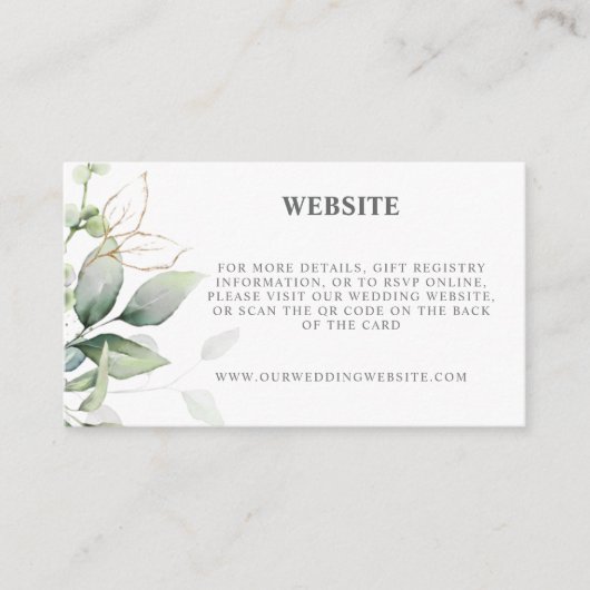 Elegant chic airy eucalyptus QR Code website Informatiekaartje (Voorkant)