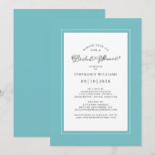 Elegant Chic Aqua Wedding Vrijgezellenfeest Kaart (Voorkant / Achterkant)