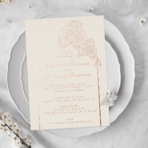 Elegant Chic Arch Gold Orchid Wedding Folie Uitnodiging