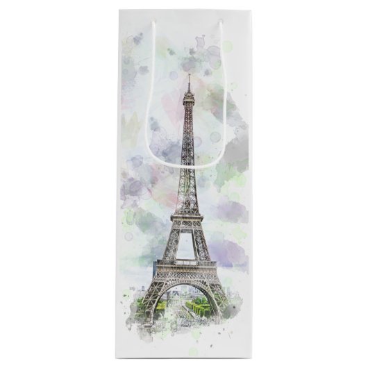 Elegant Chic Artistic Eiffel Tower Paris, Frankrij Wijn Cadeautas (Voorkant)