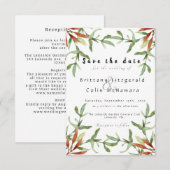 Elegant Chic Autumn Leaves Fall Wedding Save The Date (Voorkant / Achterkant)