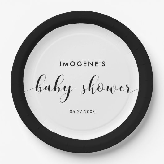 Elegant chic Baby shower Papieren Bordje (Voorkant)