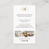Elegant Chic Bakery Stripes & Gold Whisk Photo  Visitekaartje (Achterkant)