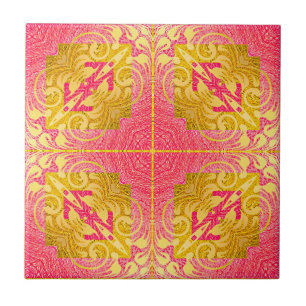 Elegant Chic Baroque Pink and Yellow Gold Tegeltje