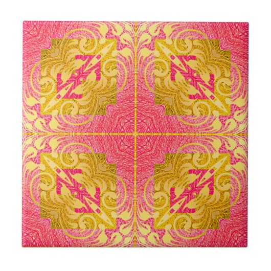  Elegant Chic Baroque Pink and Yellow Gold Tegeltje (Voorkant)