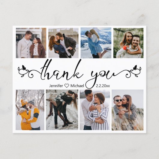 elegant chic bedankt jullie 8 foto ' s collage bru flyer (Voorkant)